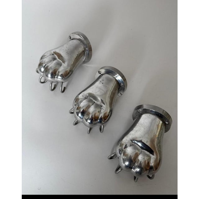 Polished Aluminum Shape of Lion Paws Towel Holders, 1980s, Set of 3 For Sale - Image 6 of 11