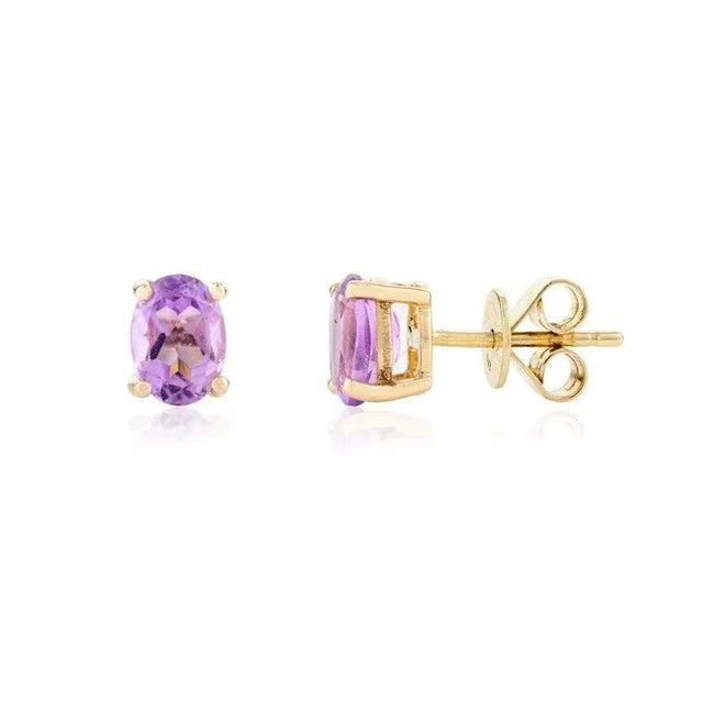 Not Yet Made - Made To Order Tiny Amethyst Solitaire Stud Earrings in 14k- a Pair For Sale - Image 5 of 10
