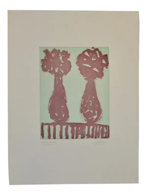 Arthur Krakower Monotype "Twin Vases Ii" C.2004