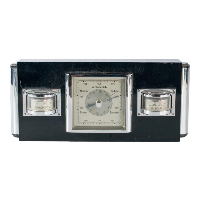 19th Century - Regen Veränderlich Schön Weather Station Barometer, Hygrometer, Celsius and Fahrenheit Thermometer For Sale