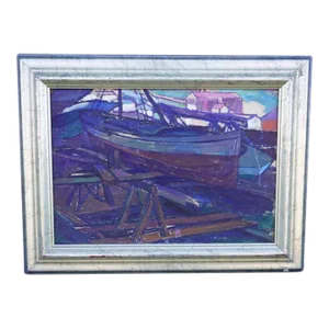 Walter Samuel Sutter -Boat Yard - Oil on Canvas 1920s