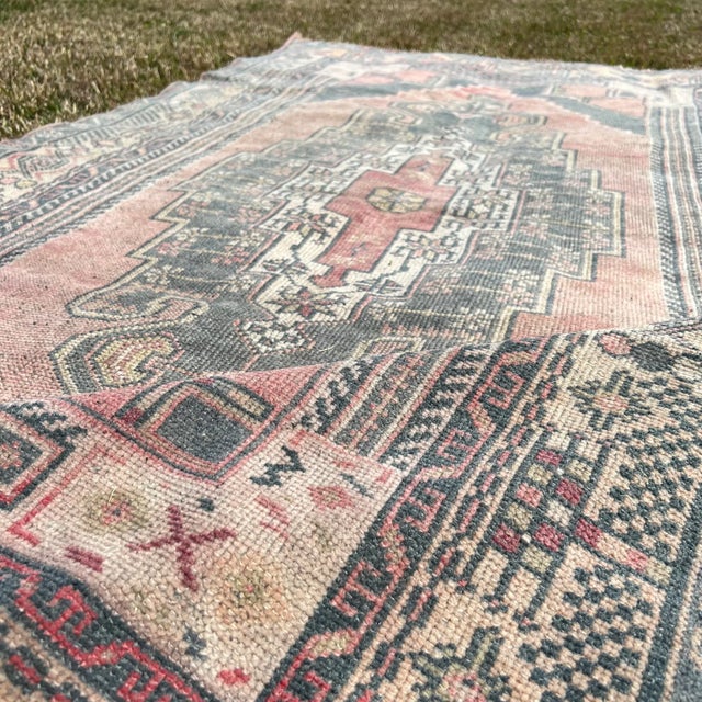 1970s Muted Colors Vintage Oushak Rug For Sale - Image 5 of 7