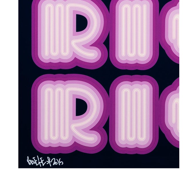 9 color screen print with UV screen on 90# Coventry Rag paper. Hand signed and dated lower left by Ben Eine. Hand numbered...