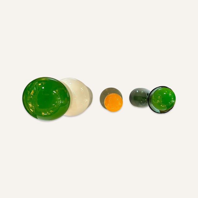 Otto Brauer Large 1960s Otto Brauer Style Glass Bottles With Spherical Glass Stoppers- Set of 3 For Sale - Image 4 of 6