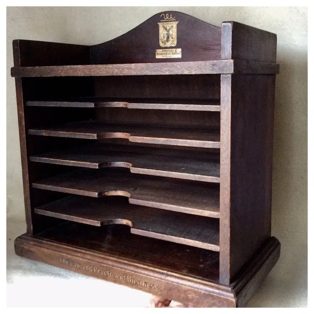 Antique Advertising Desktop, Paper, Letter Holder, Storage Cupboard For Sale - Image 4 of 7