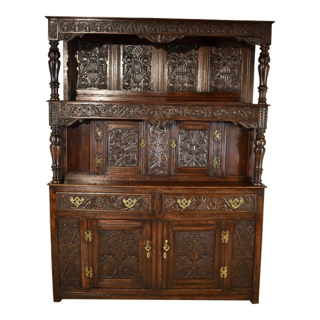 Early 18th Century English Tridarn Press Cupboard For Sale