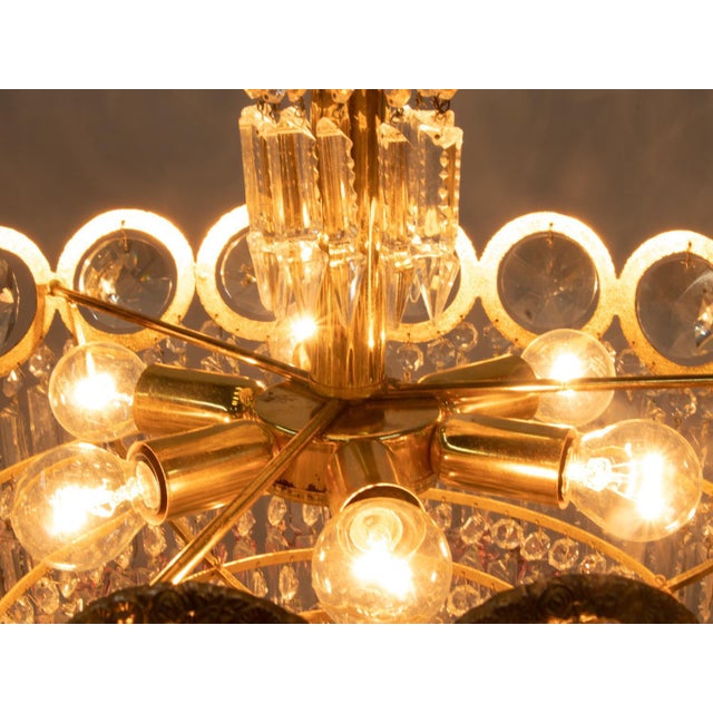 German Jewel Chandelier in Swarovski Crystal and Brass, 1960s For Sale - Image 13 of 16