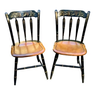 Hitchcock Ebonized Arrow Back Windsor Style Side Chairs Mid 20th Century For Sale