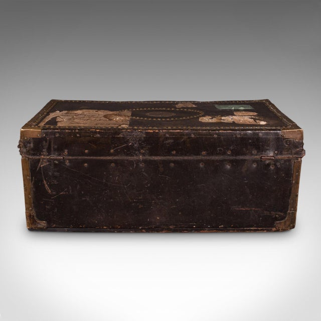 Metal Antique Etonian Steamer Trunk, English, Leather, Travel Chest, Victorian, c.1880 For Sale - Image 7 of 12
