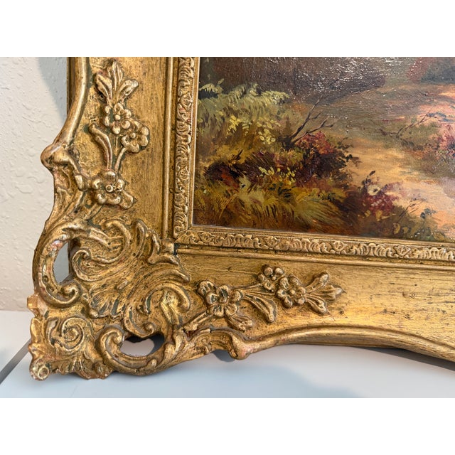 This fine antique oil painting on canvas by H.I. Walker, dated 1884, depicts a picturesque British mountain landscape with...