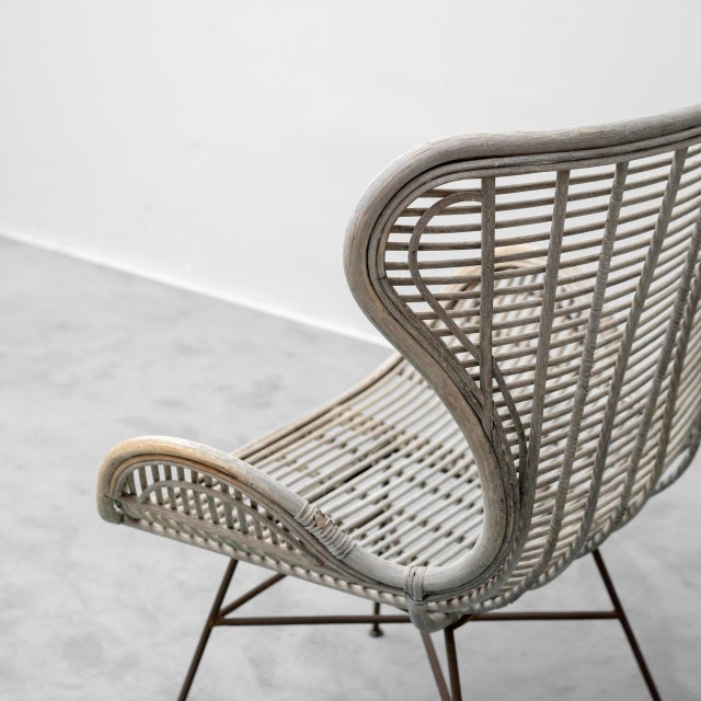 1960s Vintage Rattan and Metal Armchair, 1960s For Sale - Image 5 of 13