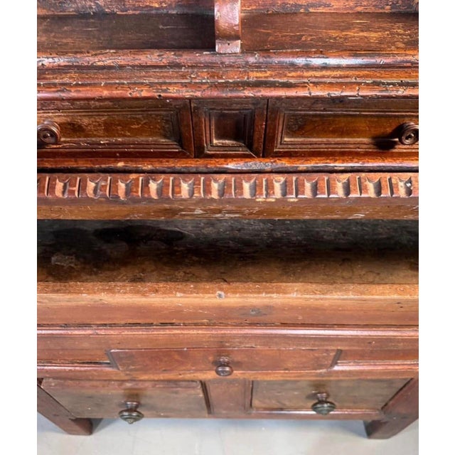 18th Century Rustic Italian 2pc Walnut Cabinet For Sale - Image 9 of 10