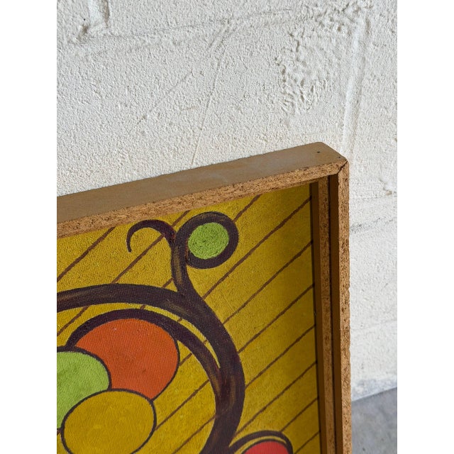 Abstract Yellow Canvas Painting Mid-Century Modern Vintage For Sale - Image 4 of 9