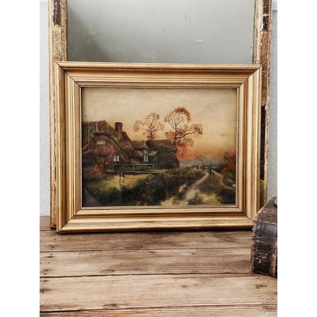 Original Antique European Oil Painting, Rural Cottage Scene by R.nolde For Sale - Image 4 of 6