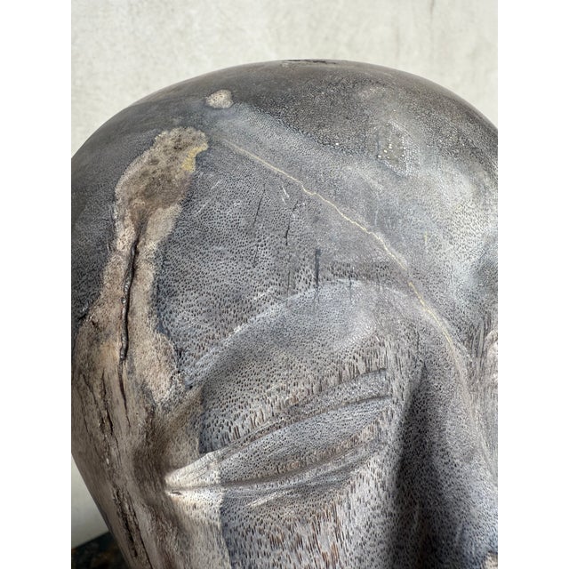 Contemporary Contemporary Petrified Wood Bust Sculpture — Hand-Carved Abstract Portrait, 30 Cm For Sale - Image 3 of 6