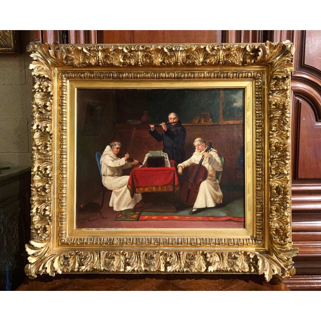 19th Century German Genre Oil Painting of Musical Monks by J. Bernstein For Sale - Image 4 of 13