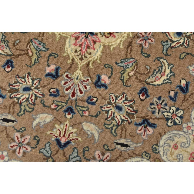 Kashan Rug 3’5” X 4’9” Brown Wool Vintage Traditional Hand-Knotted Carpet For Sale - Image 4 of 12