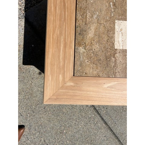 Vintage Wood Side Table With Inset Stone Top and Lower Shelf For Sale - Image 15 of 17