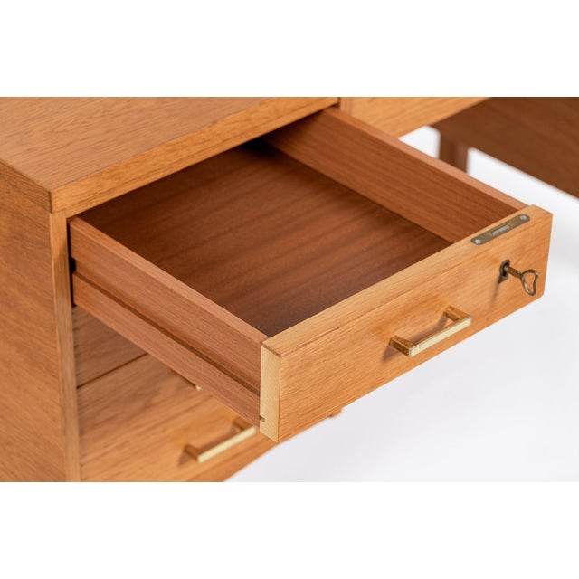 Mid Century Danish Modern Oak Wood Writing Desk 1960s For Sale - Image 10 of 17