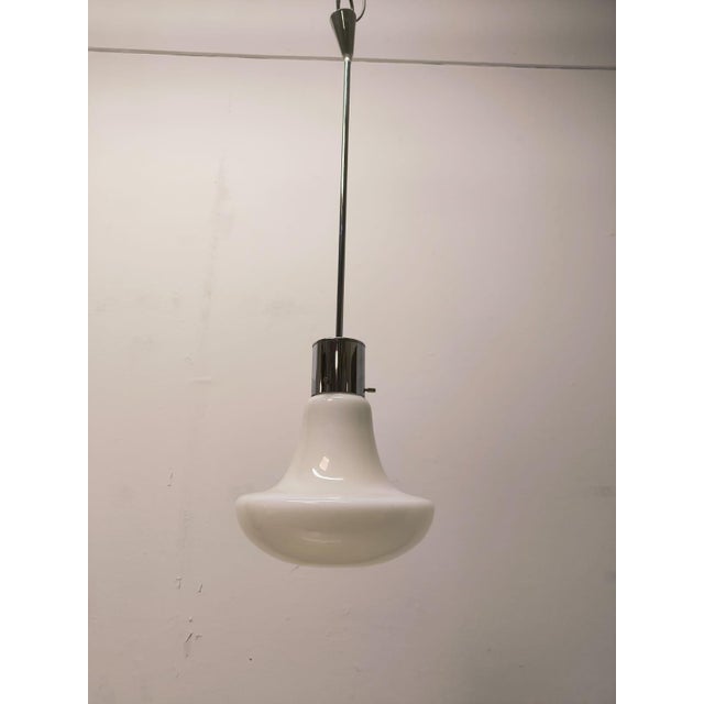 Steel and White Glass Suspension, 1970s For Sale - Image 9 of 9