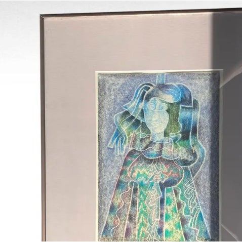 A rare and deeply evocative original color lithograph by celebrated Ukrainian modernist artist Vasyl Polevoy (b. 1936),...