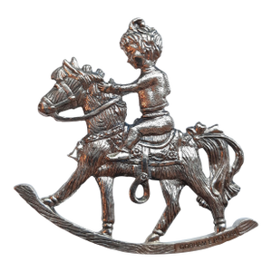 1984 Gorham Christmas Silver Plate Boy on Rocking Horse Ornament