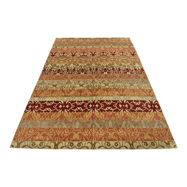 William Morris Rug 9′ X 12′ Multicolor Wool Hand-Knotted Oriental Carpet For Sale