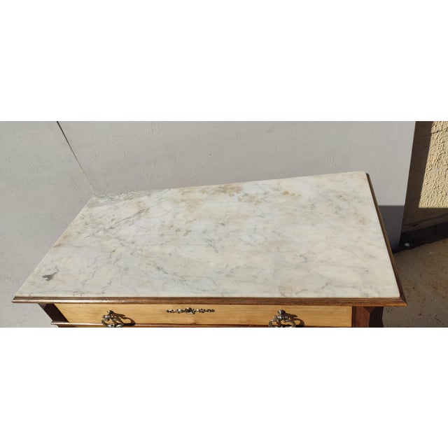 Chest of Drawers in Wood and White Marble, 1950s For Sale - Image 4 of 11