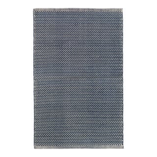 Dash & Albert by Annie Selke Herringbone Indigo Woven Cotton Rug, 5' x 8' For Sale