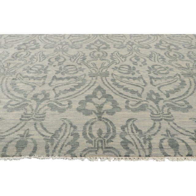 2010s Vintage Earth-Tone Damask Ikat Rug, 9'9 X 14'00 For Sale - Image 4 of 10