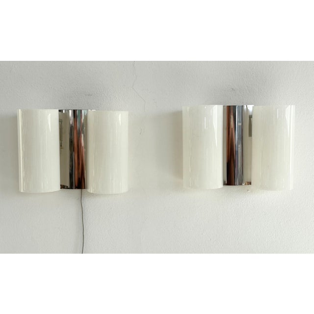 Italian Wall Sconces in Curved Plastic and Chrome, 1970s, Set of 2 For Sale - Image 12 of 12