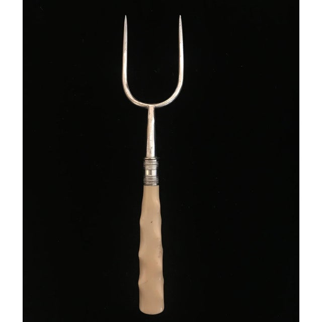 British silver bread fork or meat serving fork - found in England! This elegant serving piece consists of two silver...