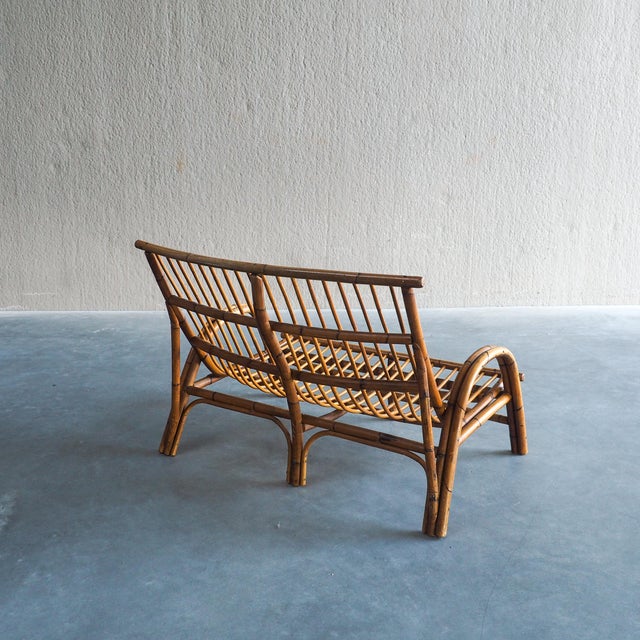 Mid-Century Rattan and Bamboo Two-Seater Lounge Sofa, 1970s For Sale - Image 13 of 18