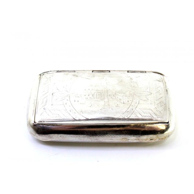 Silver Snuff Box with Engravings and Hinged Lid For Sale - Image 6 of 7