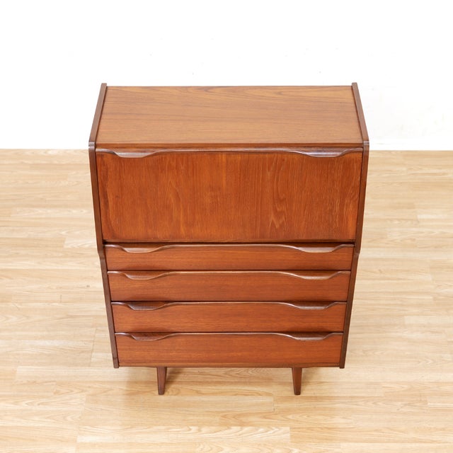 1960s Mid Century Danish Teak Secretary Desk For Sale - Image 9 of 11