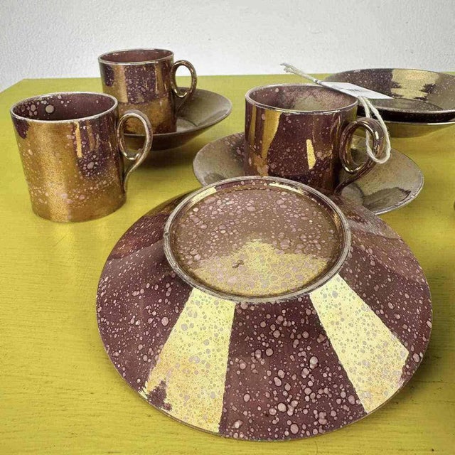 Ceramic Ceramic Cups and Saucers from Sarreguemines, Set of 11 For Sale - Image 7 of 10