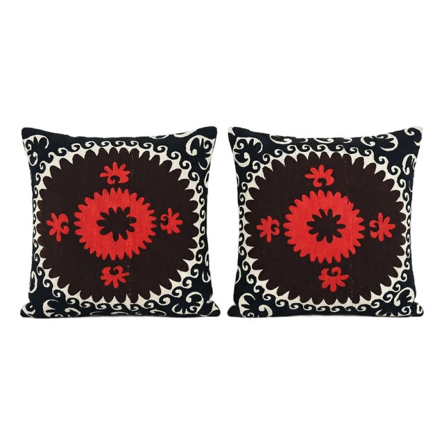 Tashkent Suzani Pillow Cover 24'' X 24'' - Set of Two For Sale