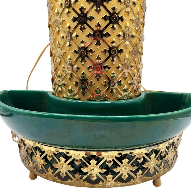 Gold 1950s Mid-Century Modern Regancy Brass & Ceramic Tv Lamp & Planter by Sierra Columbia For Sale - Image 8 of 11