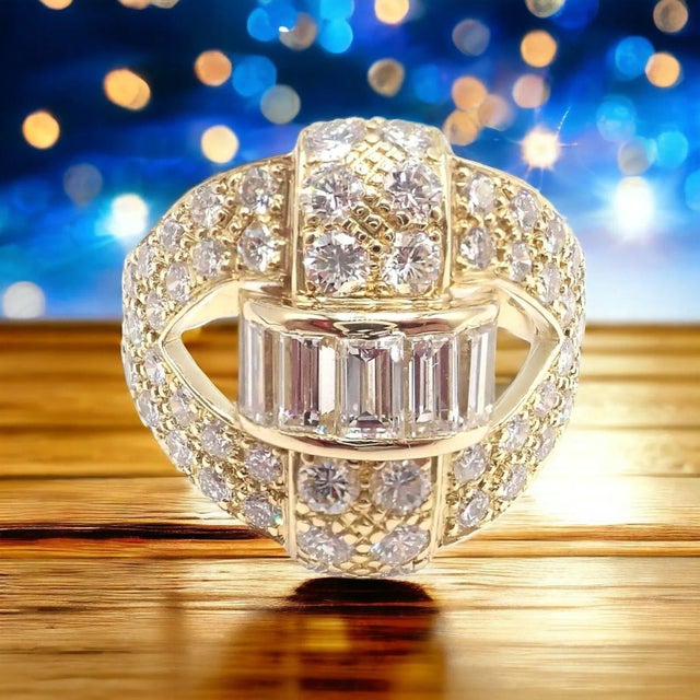 2000 - 2009 Piaget 18k Yellow Gold 3ct Diamond Cocktail Ring, size 5.5 For Sale - Image 5 of 12