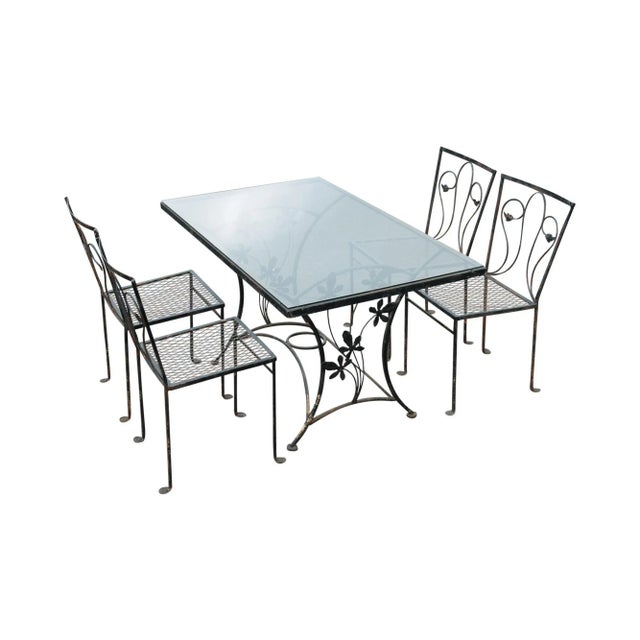 Salterini Vintage Wrought Iron Garden Dining Set - Set of 5 For Sale - Image 13 of 13