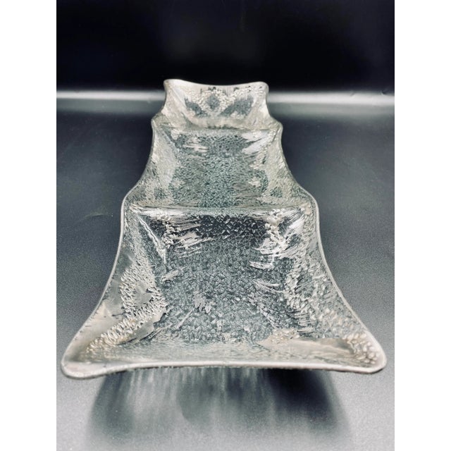 Vintage Dorothy Thorpe Silver “Atomic Splash” Indented Oblong Serving Platter and Corresponding Elongated Server- 2 Pieces For Sale In Los Angeles - Image 6 of 13
