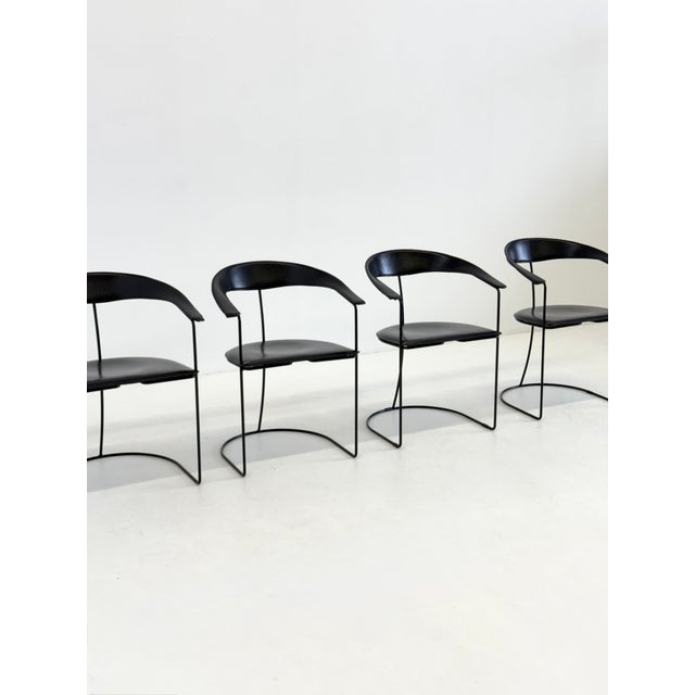 Vintage Ursala Dining Chairs in Black Leather from Arrben, Set of 8 For Sale - Image 11 of 18
