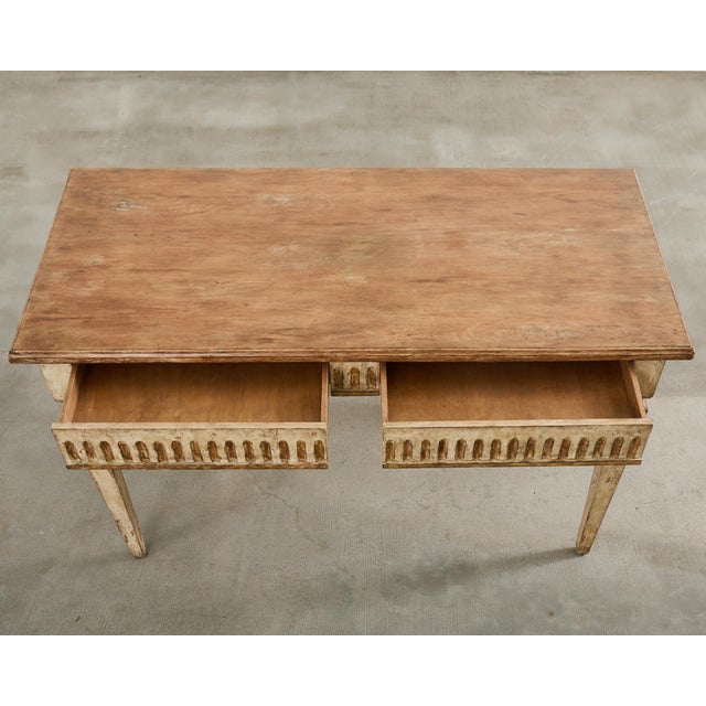 1990s Lacquered Neoclassical Style Desk or Library Writing Table For Sale - Image 5 of 12