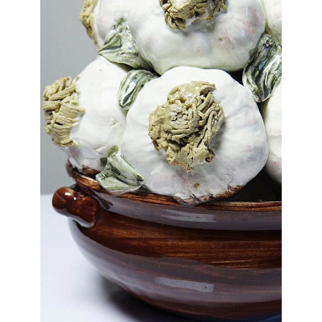 Vintage Trompe-Lœil Pyramid of Garlic in Glazed Ceramic, 1960s For Sale - Image 9 of 16