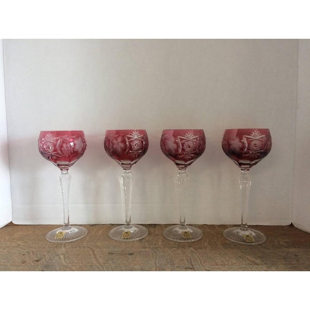 Glass 1940sPink Crystal Cut to Clear Goblets, Set of Four For Sale - Image 7 of 11