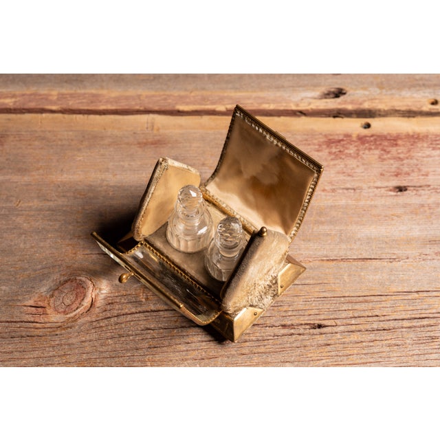 Metal Early 20th Century Peacock Vanity Casket With Cut Glass Perfume Bottles For Sale - Image 7 of 12