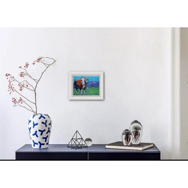 Textile Modern Abstract Cow Painting Small For Sale - Image 7 of 12