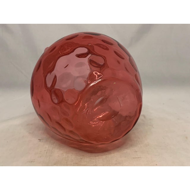 Antique Cranberry Glass Pitcher: Boston & Sandwich Spot-Optic with Rope Twist For Sale - Image 6 of 9