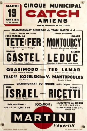 Catch Amiens 1960 Original Wrestling Poster