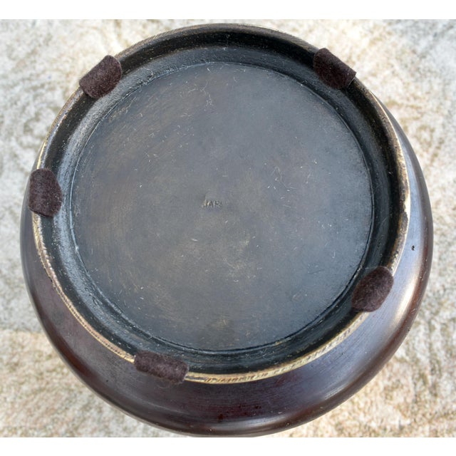 Antique Japanese Shaped Vase Bronze & Champleve Enamel Base For Sale - Image 10 of 12